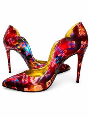 Christian Louboutin Multicolor Patent Leather Pointed Toe Pumps